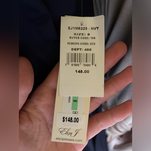 Eliza J Navy Midi Dress | NWT | Luxury Cotton/Linen Dress Size 6 & 8 - Picture 8 of 8